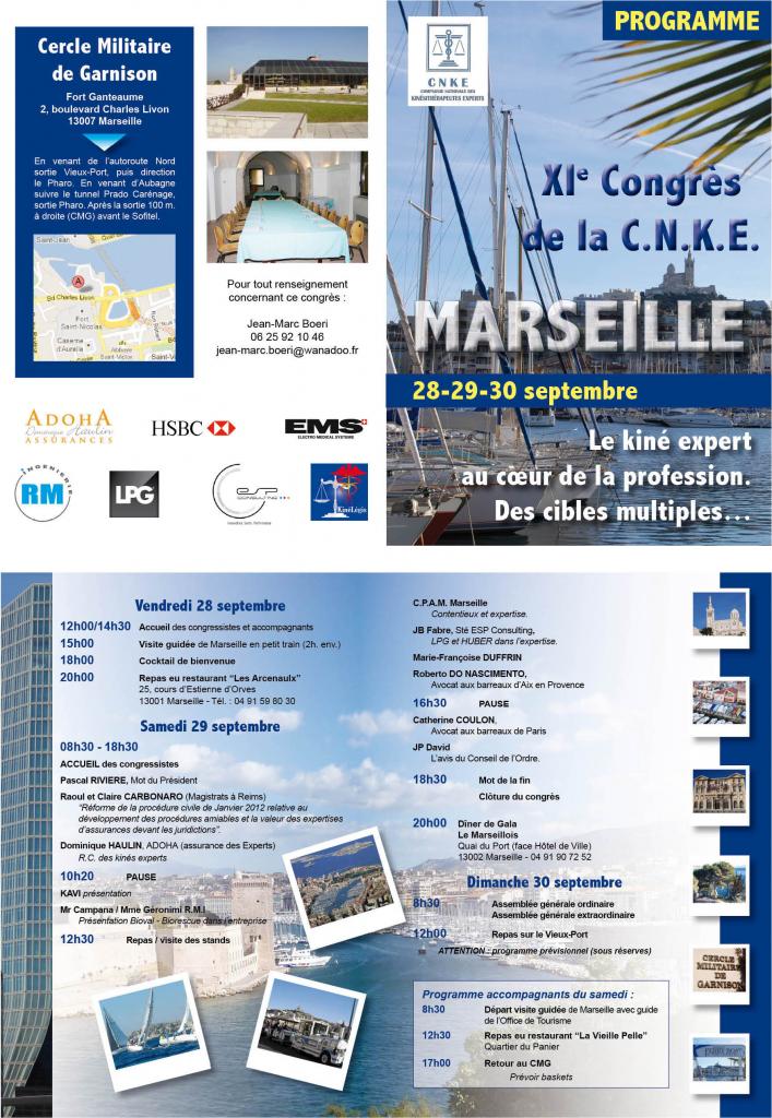 Programme pour congrès de kinésithérapeutes